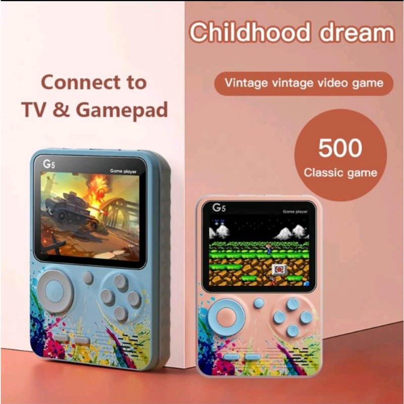 Konsol Game Retro Klasik, Konsol Game Portabel Mini 500-in-1, Konsol Game Portabel Mini