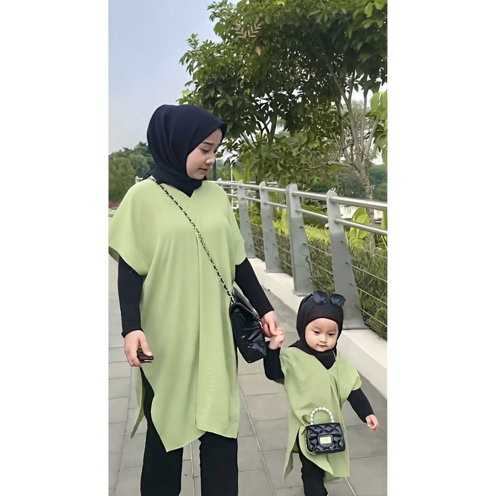 Setelan Baju Atasan NAGITA Ibu Dan Anak Couple/Setelan Baju Longsquare Mom And Kids/Baju Couple Keki