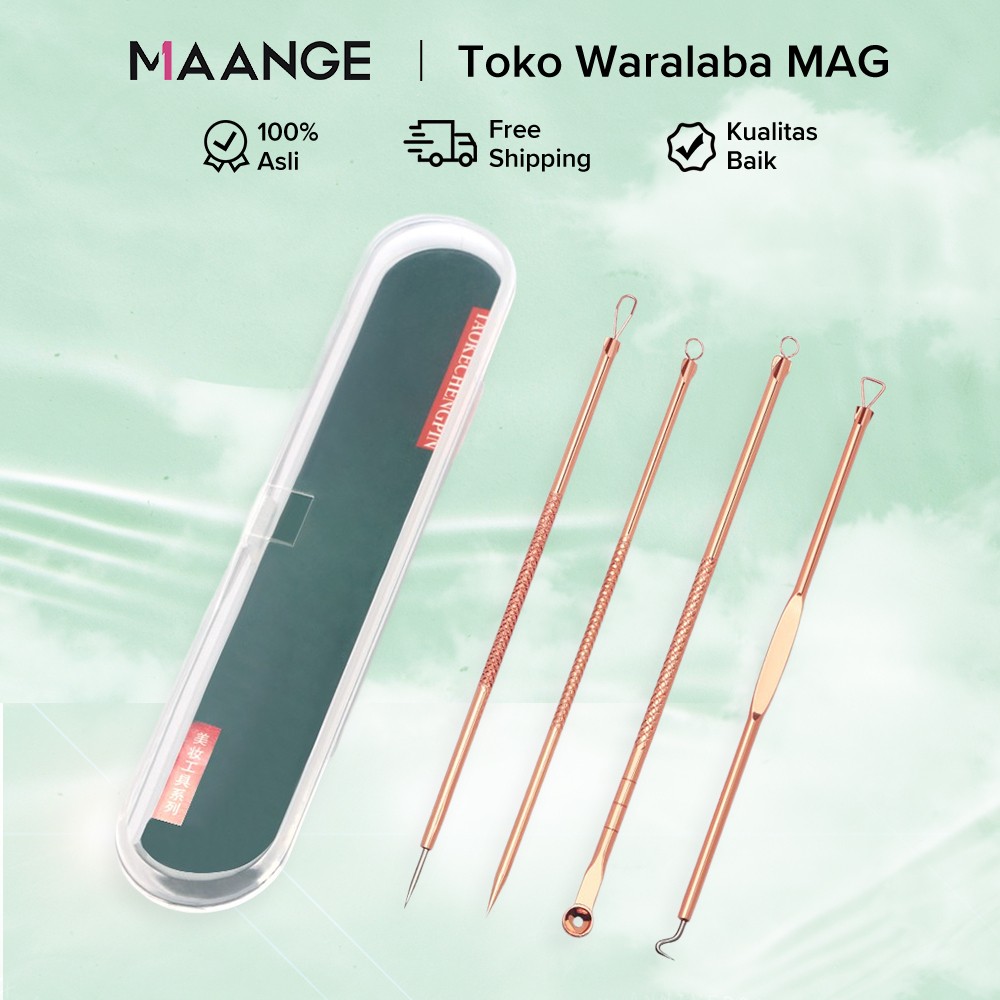 MAANGE 4Pcs/Set Pinset Komedo Stainlees Steel / Pinset Jerawat / Jepitan Komedo / Blackhead Tweezer 