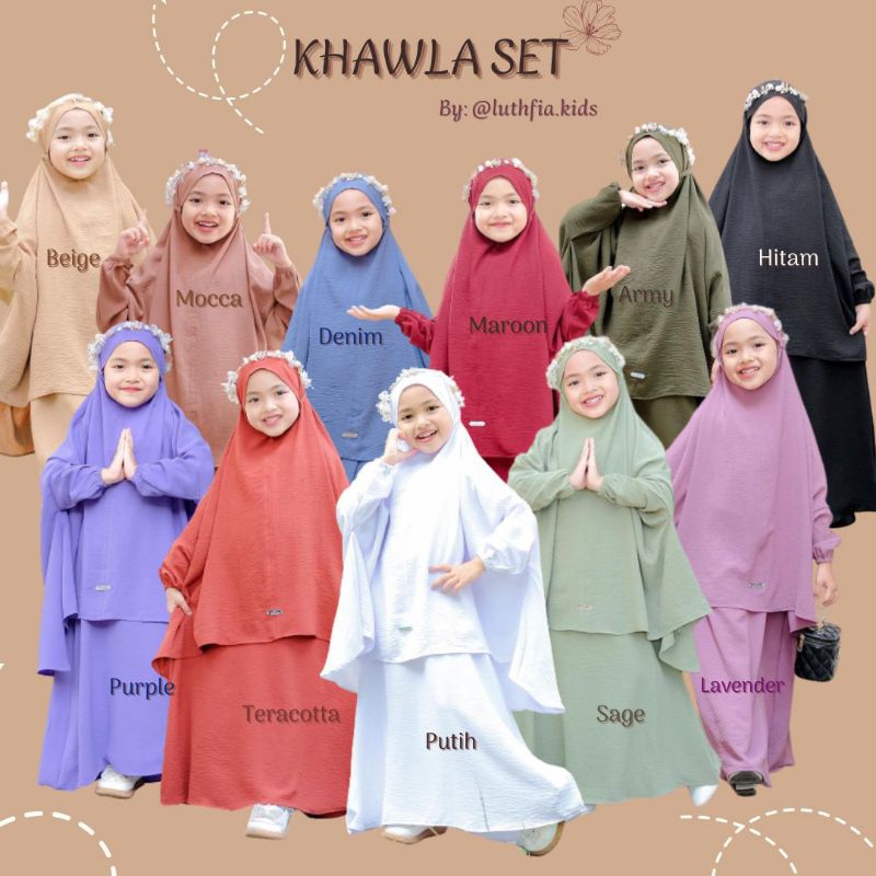 ☀️LUTHFIA☀️Gamis KHAWLA Set Umroh Bahan Cey Airflow Cringkle by Luthfia Kids
