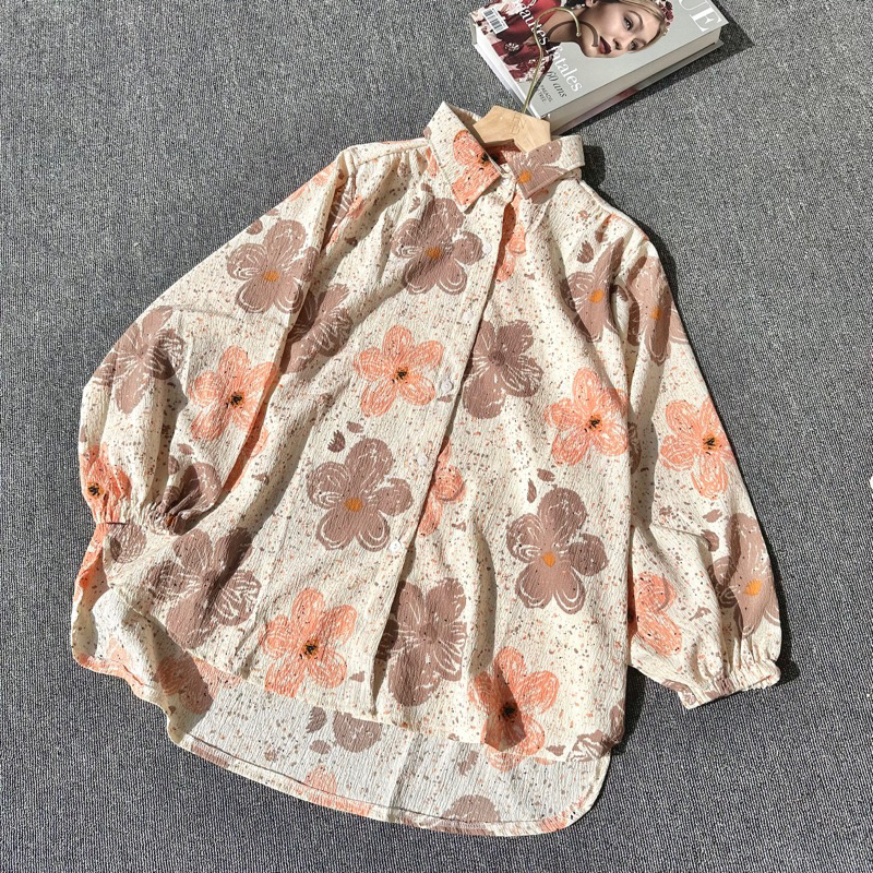 Arseila Kemeja Wanita - kemeja motif - atasan wanita Korea - blouse wanita - kemeja Korea