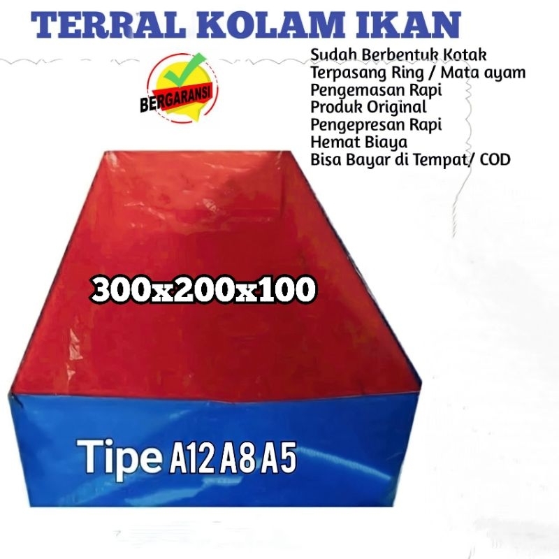 Terpal Kotak Kolam Ikan Ukuran 300x200x100