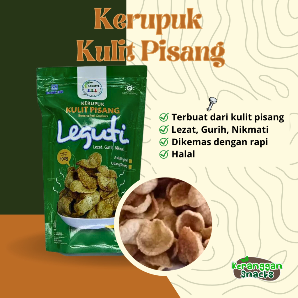 

KERUPUK LEGUTI/ KERUPUK KULIT PISANG 100gr KHAS KAMPUNG EKOWISATA KERANGGAN