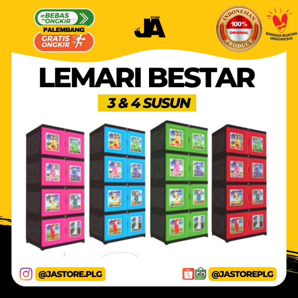 Lemari Plastik Bestar Pakaian Baju / Serbaguna / Susun 3 dan 4 Awet / Kos Kosan / Anak / Serbaguna