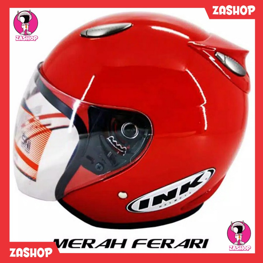 NEW ARRIVAL HELM HALF FACE INK CENTRO KAWE MERAH FERARRI GLOSSY LOW PRICE
