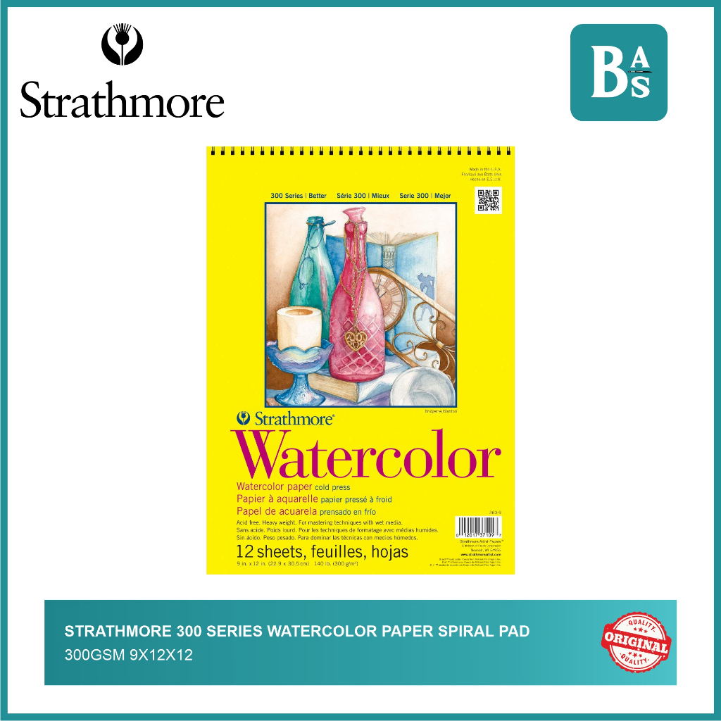 

Strathmore 300 Series Watercolor Paper Spiral Pad 300GSM 9X12X12
