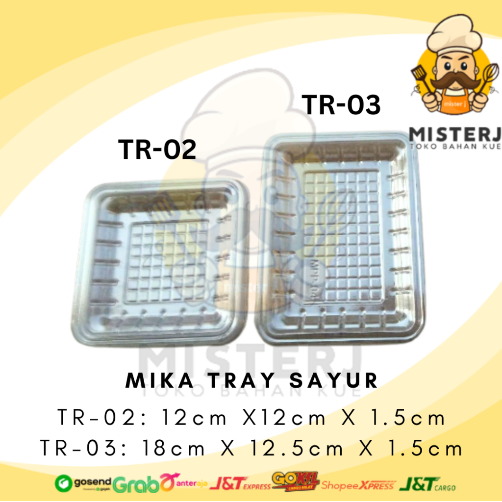 Mika Tray Sayur | 25 Pcs | 1 Pack | Transparan | Hitam | Mika Sayur | Mika Buah Sayur | Alas Tempat 