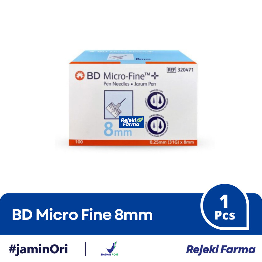 BD Micro-Fine 8mm 1 pcs Jarum pen Suntik Insulin Biru MicroFine 8 mm