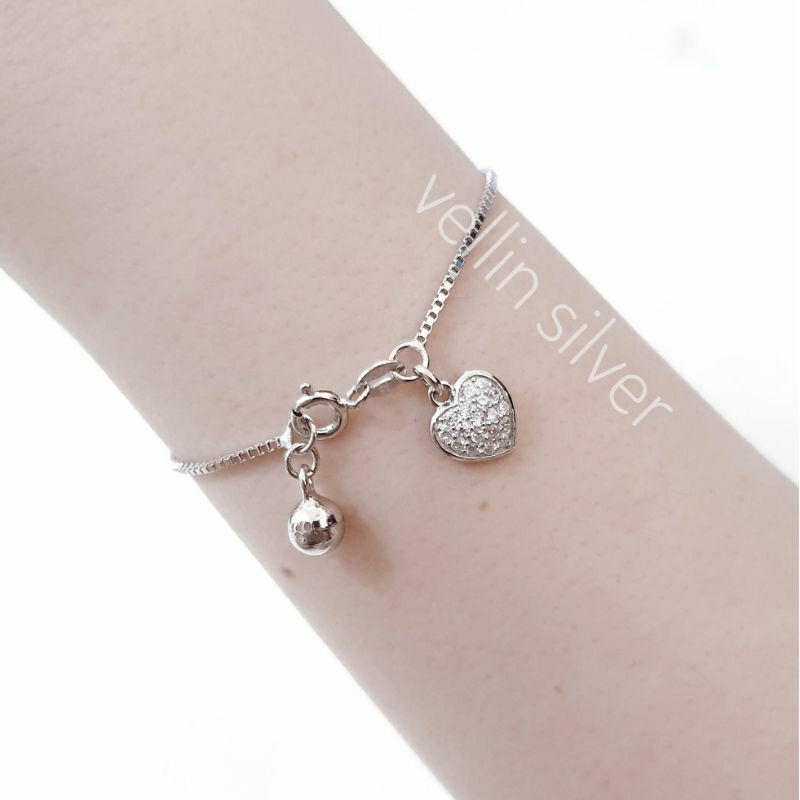 Gelang Perak Wanita 925 Lapis Emas Putih - Gelang Tangan Wanita Rantai italy Silver Asli 925