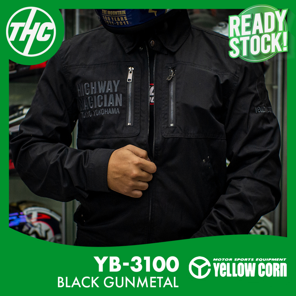 YELLOWCORN YB-3100 BLACK GUNMETAL BK GM JAKET TOURING JACKET YB 3100