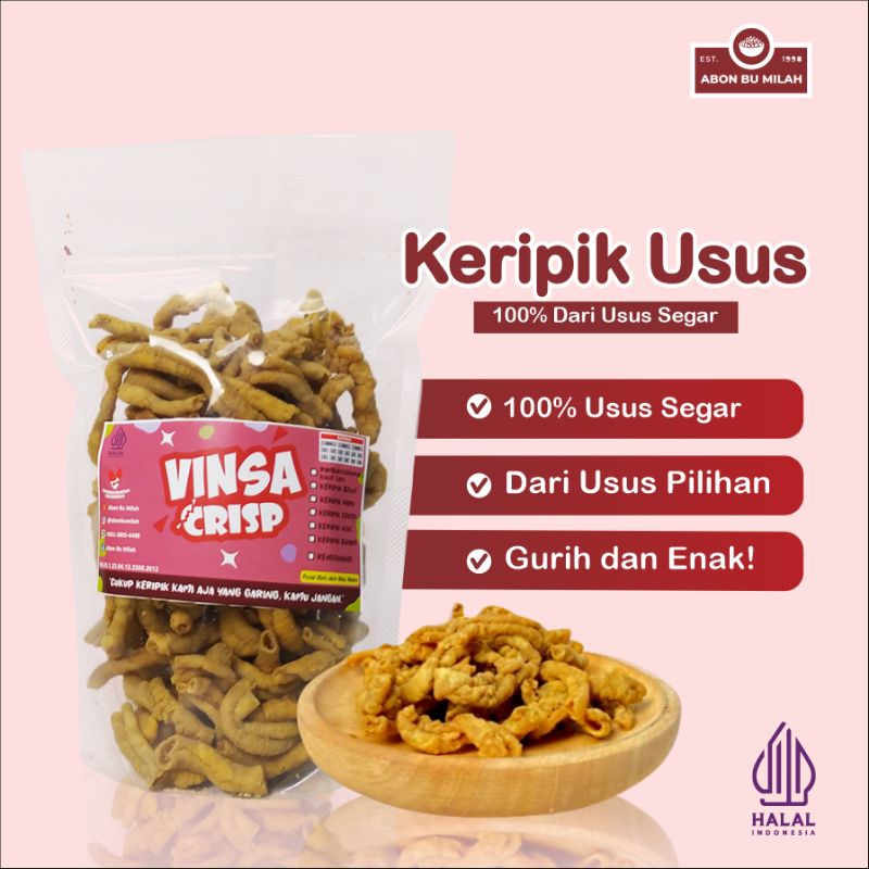 

Vinsa Crisp Keripik Usus Ayam Goreng Krispi Crispy 250 Gram Aneka Rasa by Abon Bu Milah