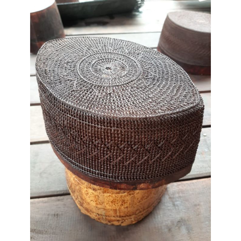 Peci/songkok/Kopiah Akar Jangang Tipe 25 Sisik Tunggal Warna Alami Coklat Tua
