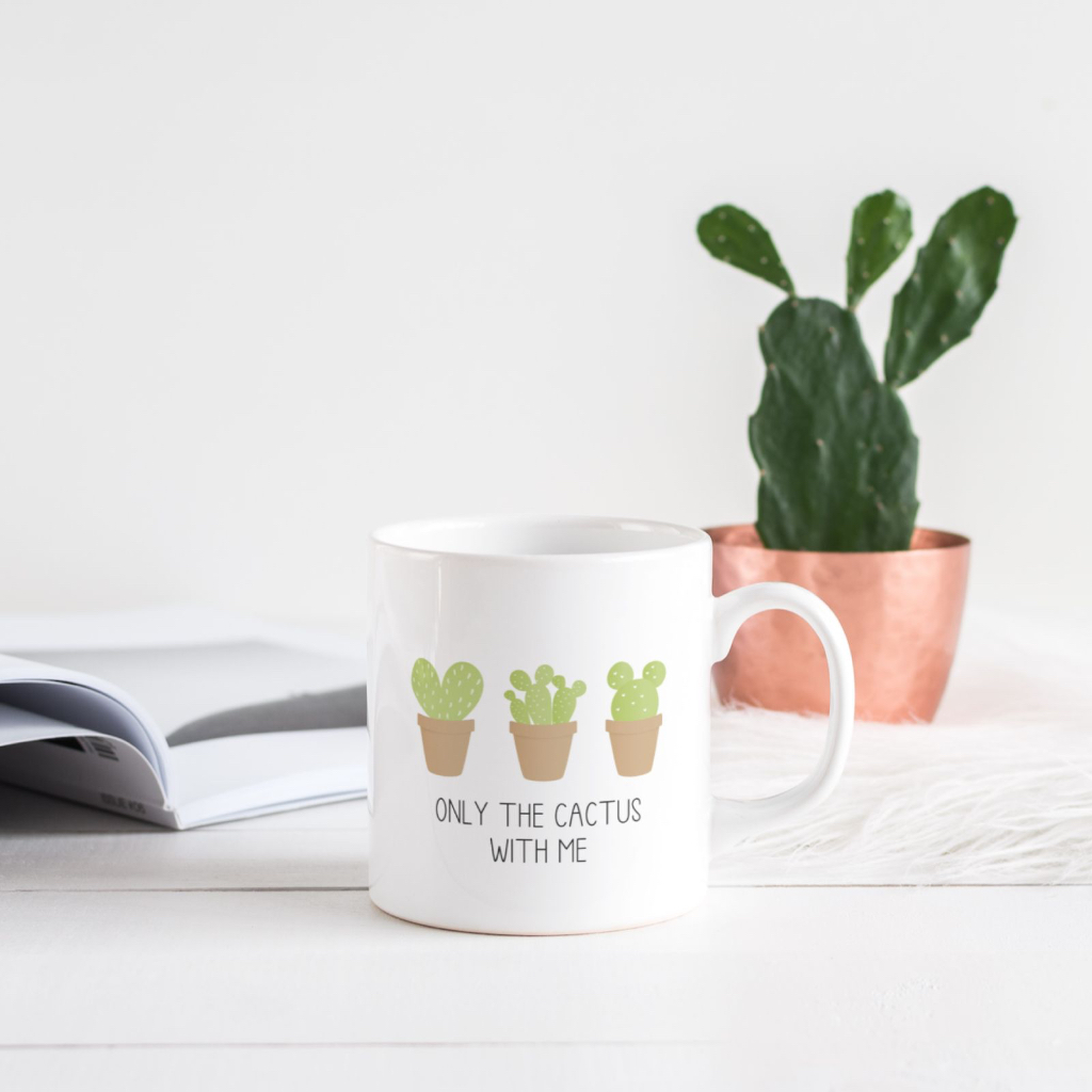 MUG PUTIH PORSELAIN CACTUS | MUG KERAMIK | MUG PUTIH | GELAS KERAMIK | CANGKIR KRAMIK PUTIH