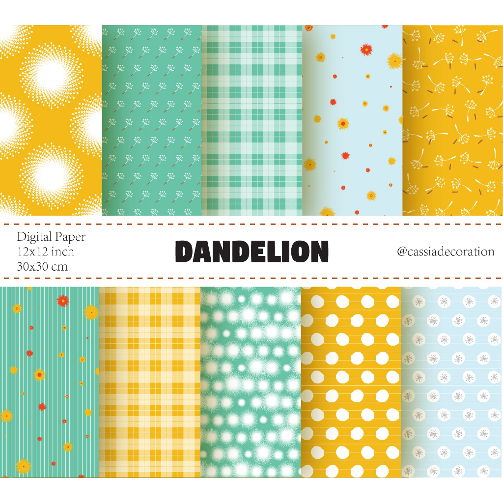 

DANDELION DIGITAL PAPER for scrapbooking, cards, invitations, wrapping