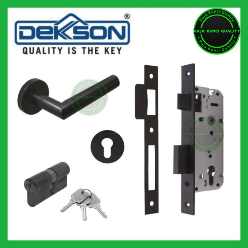 HANDLE GAGANG PINTU DEKSON MATT BLACK 0019 COMPLETE SET