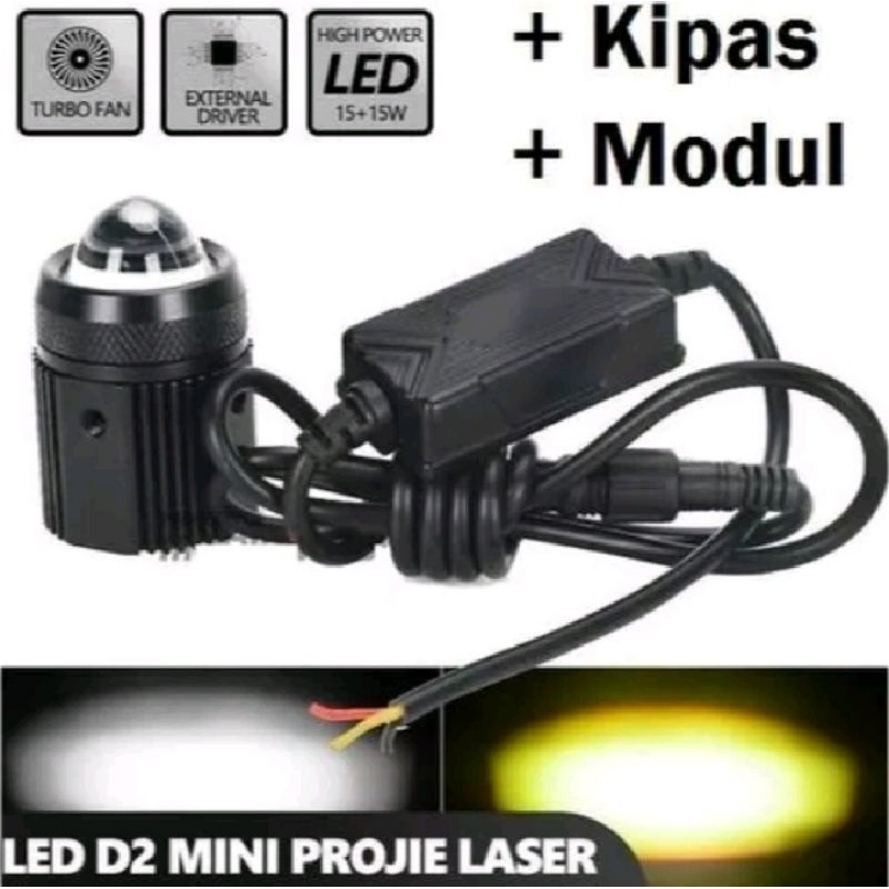 LAMPU TEMBAK SOROT LASER MOTOR MOBIL D2 KIPAS 2 WARNA 35W LAMPU TEMBAK LASER LED MINI 2 WARNA - LAMP