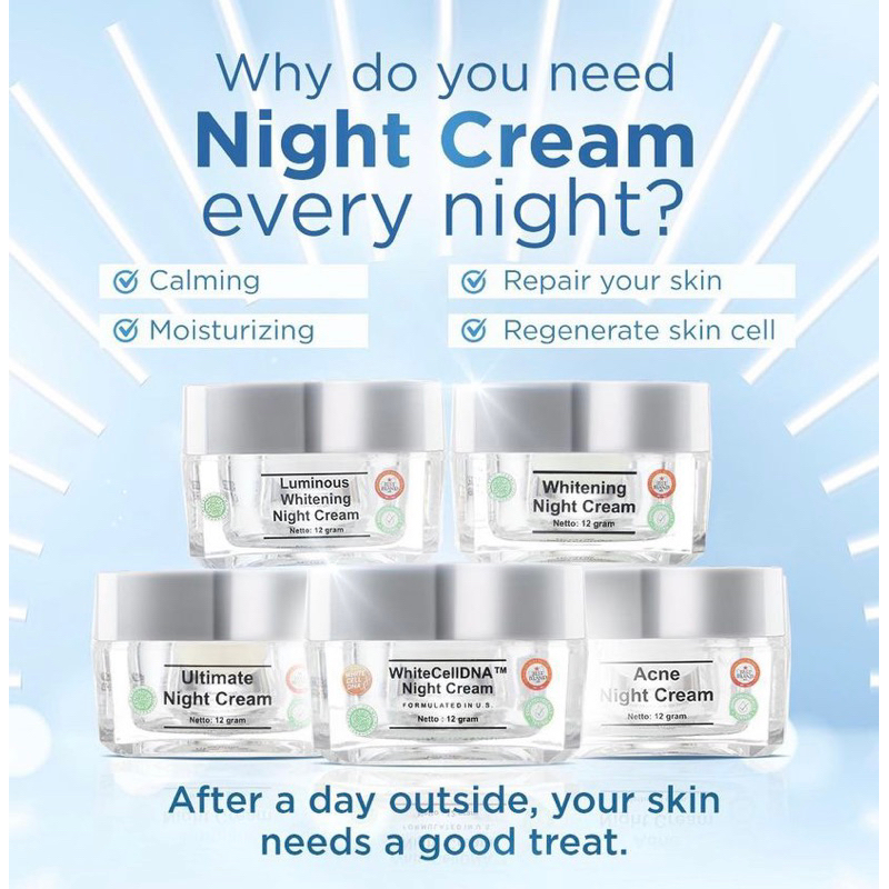 Ms Glow Night Cream / Night Cream Ms Glow / Cream Malam Ms Glow / Ms Glow Official Store / Ms Glow