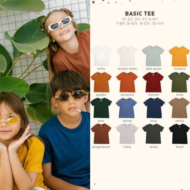 Basic Tee Bohopanna | Baju Kaos Polos Anak | Baju Polos Merah Putih