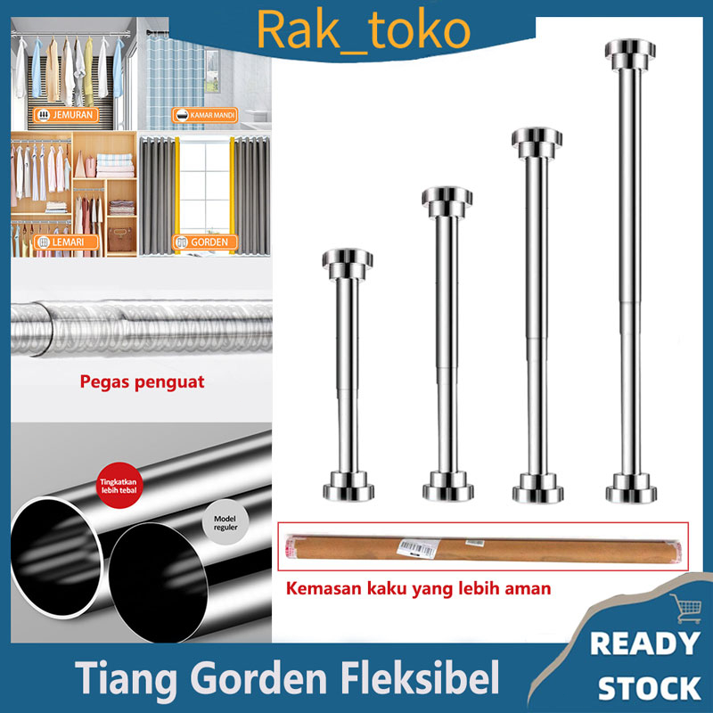 NEW Jemuran baju dinding stainless Tiang gorden fleksibel Gantungan jemuran Pakaian Tiang Tembok