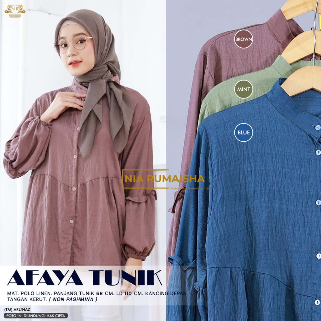 AFAYA TUNIK LINEN Tunik wanita simple Atasan remaja terbaru