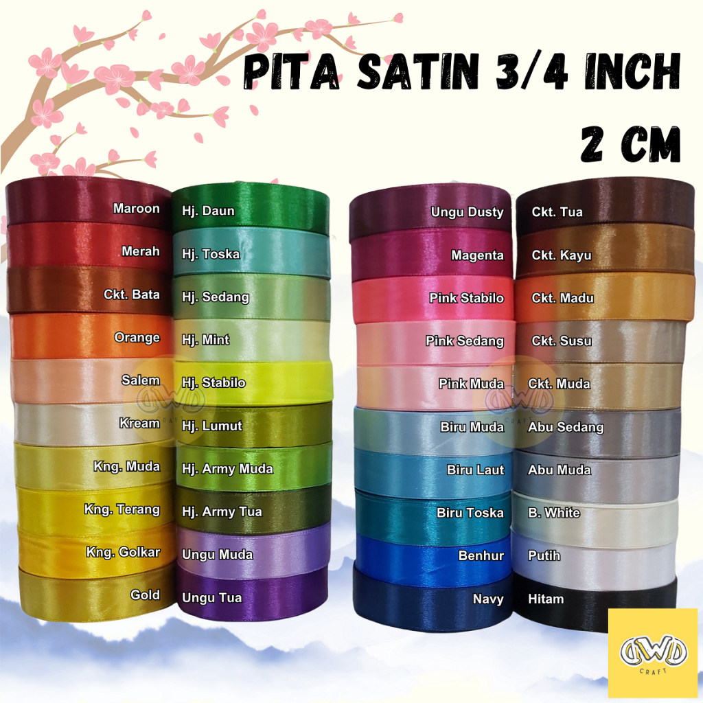 

Pita Satin 3/4 INCH / 2 CM