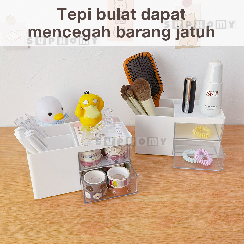 Descend Kotak Pensil Organizer Stationery/Kotak Pensil Meja Laci Mini Aesthetic Kotak Alat Tulis