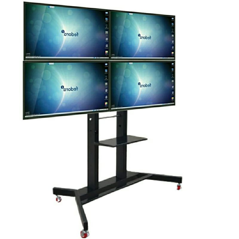 Bracket standing tv 4 layar 32 sampai 55 tiang 2 meter