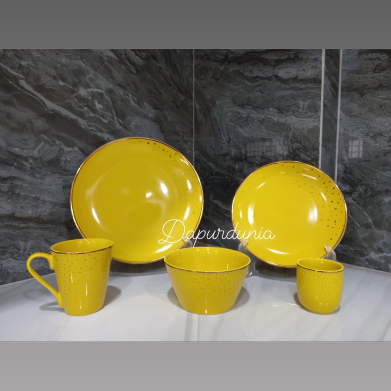 Dinner set keramik kopin gold sparkle