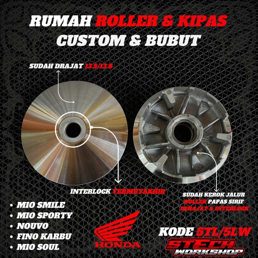 PULLEY MIO SPORTY CUSTOM RUMAH ROLLER MIO BUBUT PULLEY MIO SMILE PULLEY NOUVO CUSTOM BUBUT