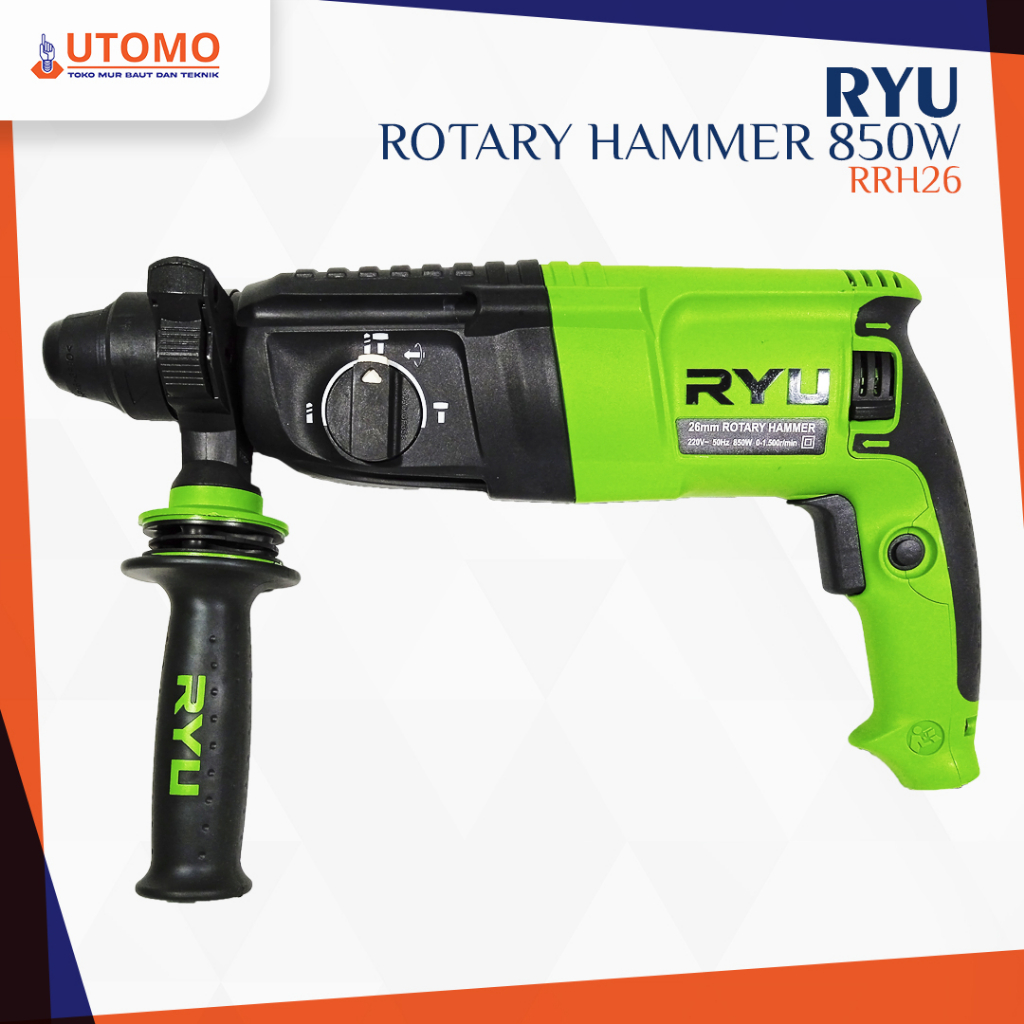 MESIN BOR RYU RRH 26 / BOR SDS PLUS RYU 26 MM / BOR 3 FUNGSI BOBOK