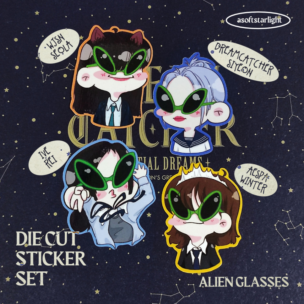 

Sticker Diecut KPOP Girls Alien Glasses Seola Rei Winter Siyeon