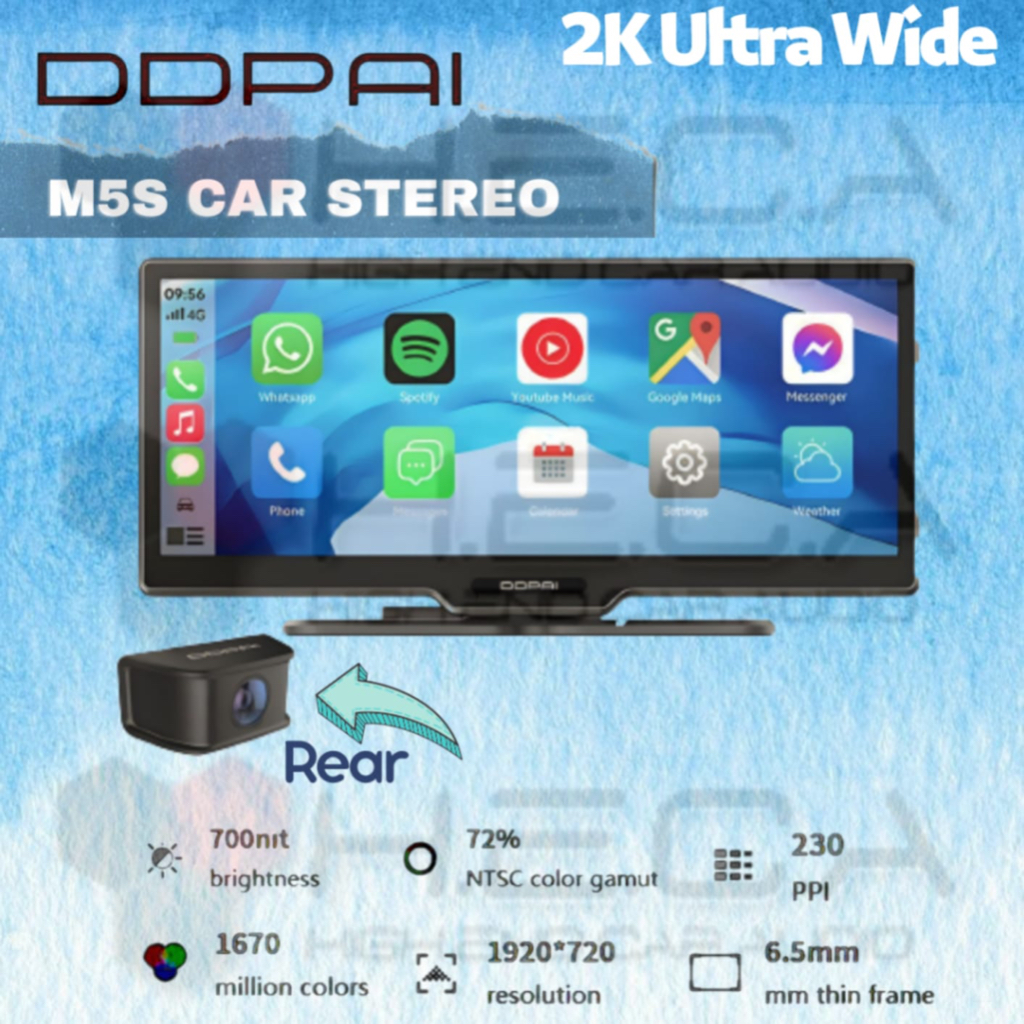 DDPAI M5S Car Stereo 8.9" Dash Cam 2K Camera Recorder Mobil Dashcam