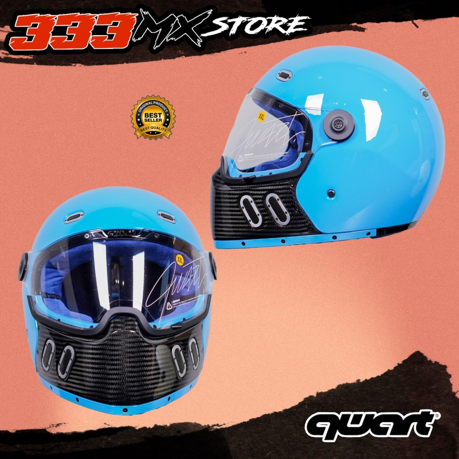 HELM QWART PHOENIX VLE GLOSS SKYBLUE FULL HALF FACE HELMET QWART ORI