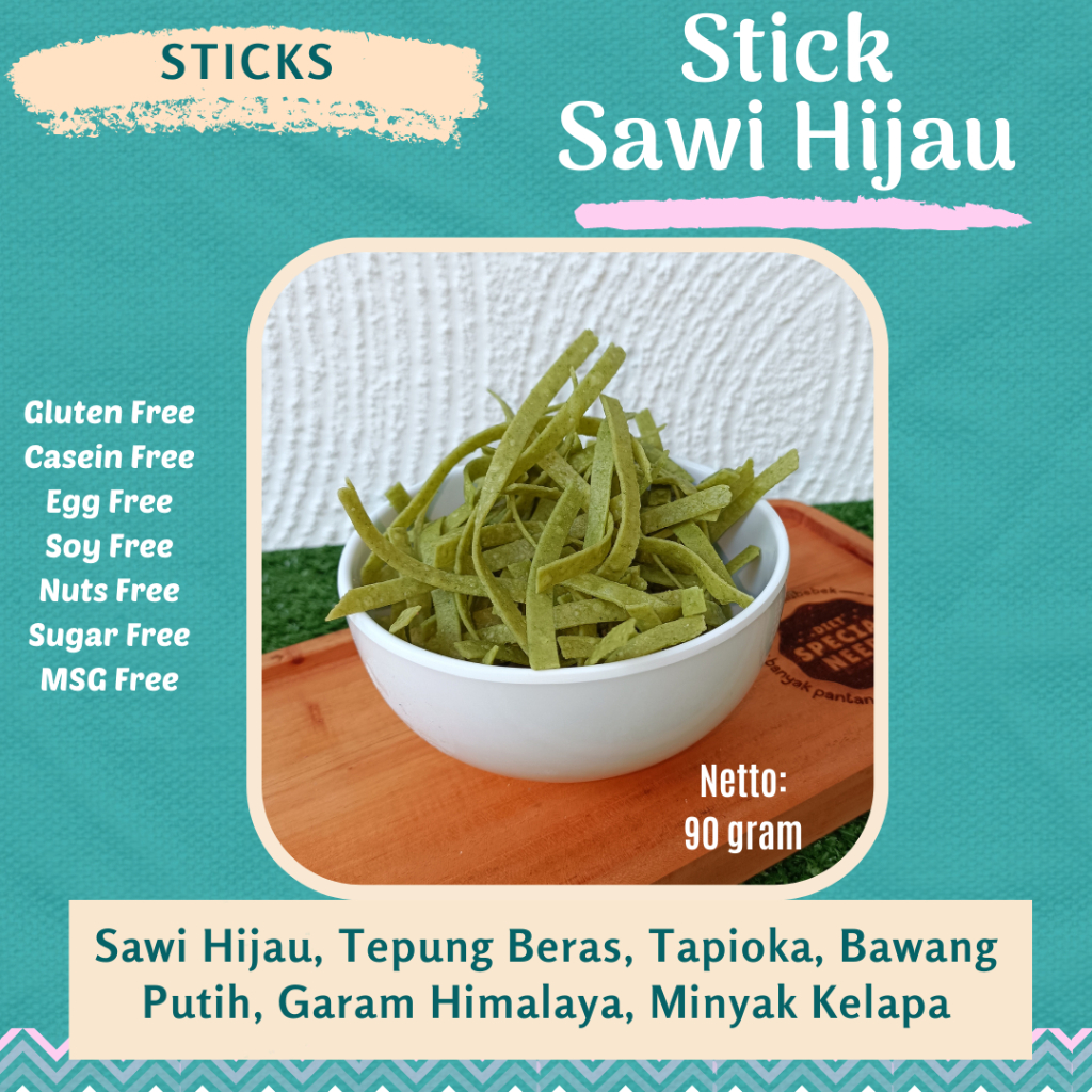 

STICK SAWI HIJAU / CAISIM STICK Gluten Free Egg Free Dairy Free MSG Free DIET SPECIAL NEEDS