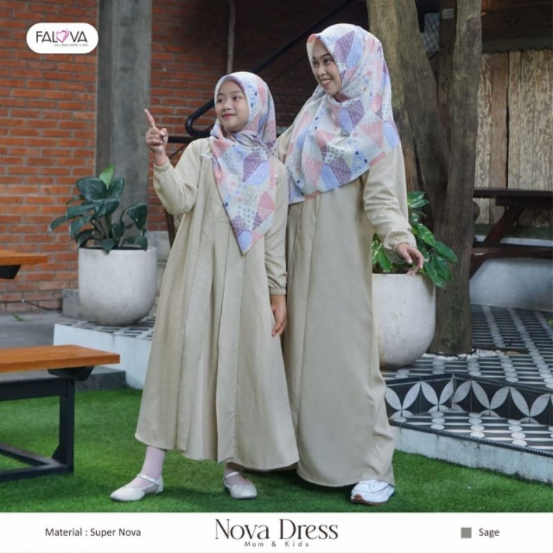 RIHAIA | Nova Dress Mom & Kids by Falova - Gamis Couple Ibu dan Anak