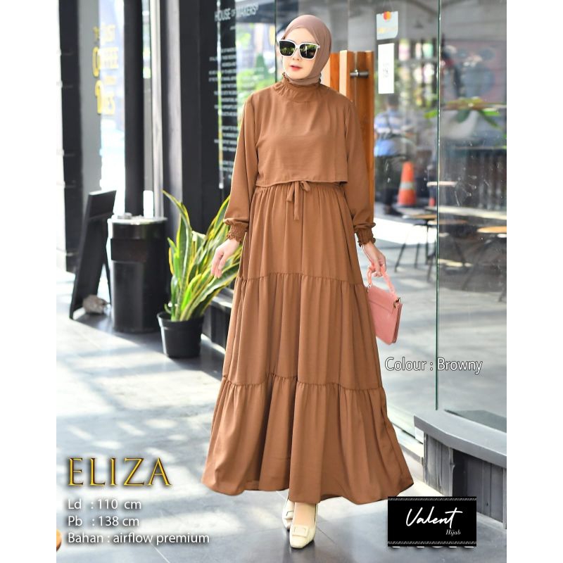 (READY STOCK) ELIZA SET MAXY DRESS - Gamis Outer Wanita Bahan Crinkle Airflow by Valent