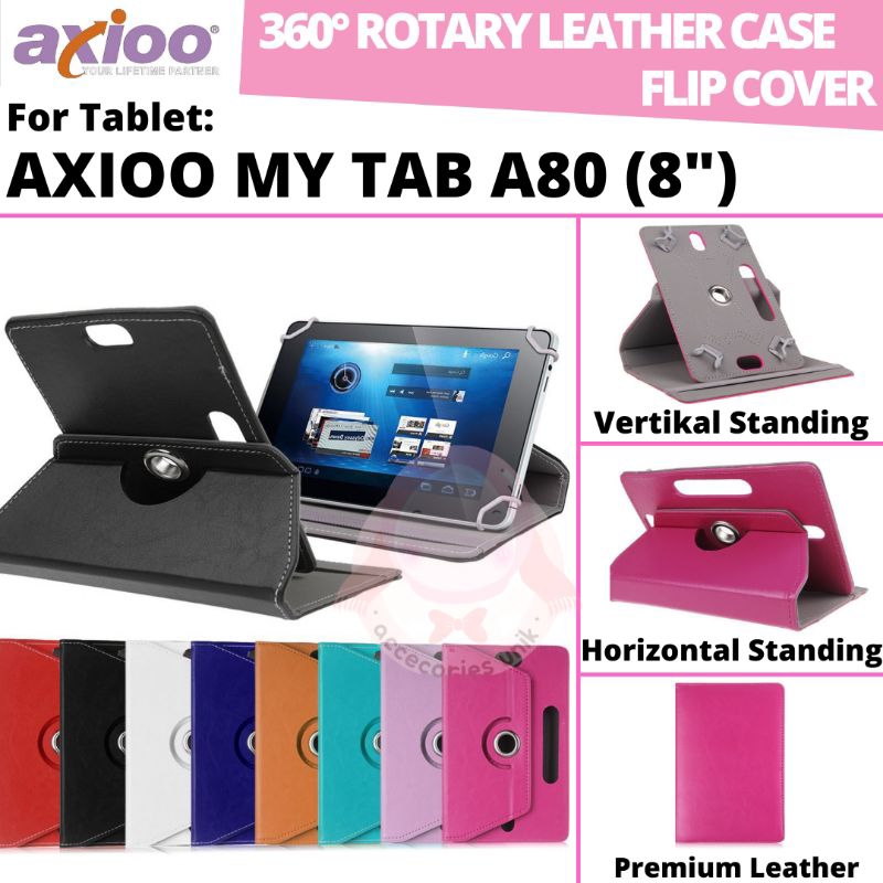 Axioo Tablet Mytab My Tab A80 A 80 8 Inch Rotary Case Leather Flip Casing Book Cover Kesing