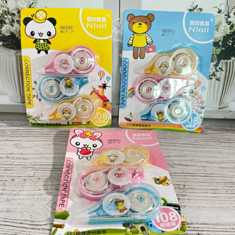

Correction tape Nial 1 set gambar hewan paket hemat tip-x pita lucu unik viral harga terjangkat