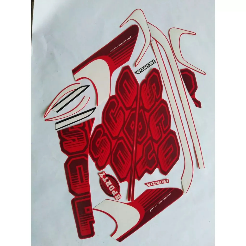 stiker striping honda scoopy sporty 2017 hitam merah lis body original