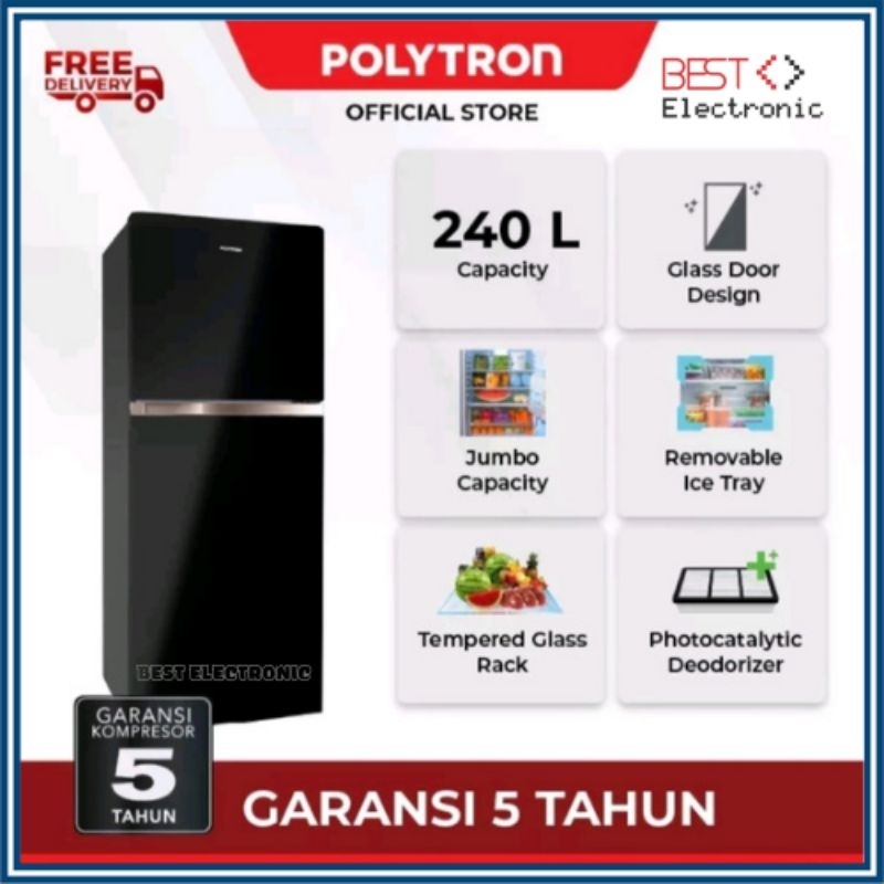 KULKAS POLYTRON 2 PINTU PRW25MNX PRW 25MNX 25 MNX PRW 23MNX Belleza Jumbo Series PRW-25MN/X/R/G