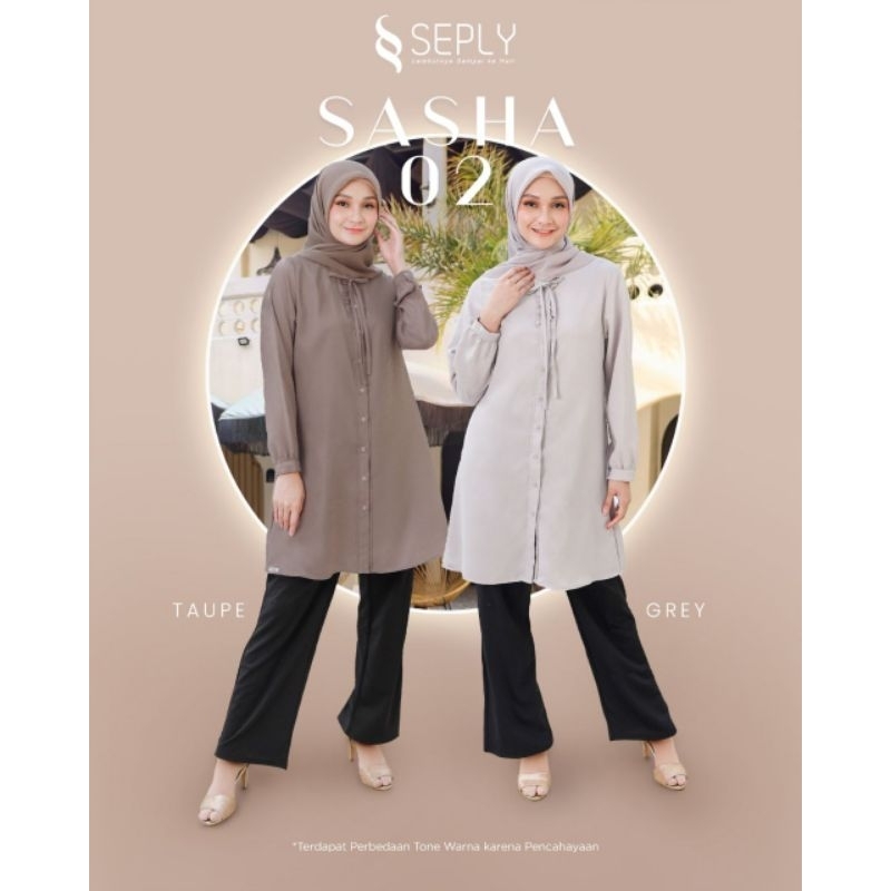 TERMURAH | BEST SELLER | BAJU ATASAN KEMEJA TUNIK BLOUSE PANJANG POLOS SASHA 02 BY SEPLY | TAUPE | G