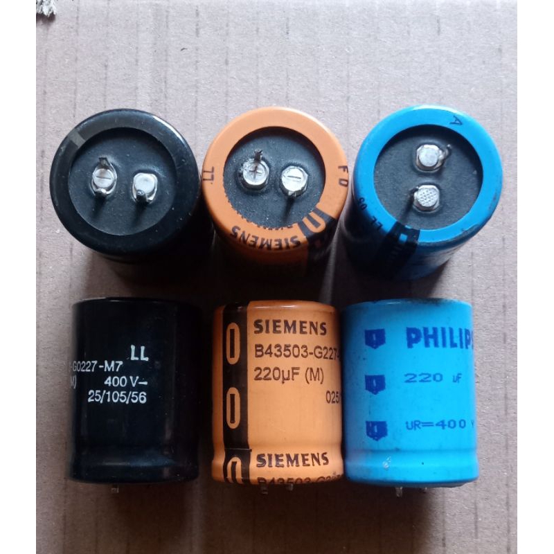 elco 400v 220uf tinggi 4cm biamiter 3cm original bekas cabutan