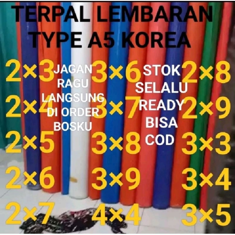 Terpal plastik/terpal jadi berbagai macam ukuran, terpal mobil/terpal tenda, terpal anti air