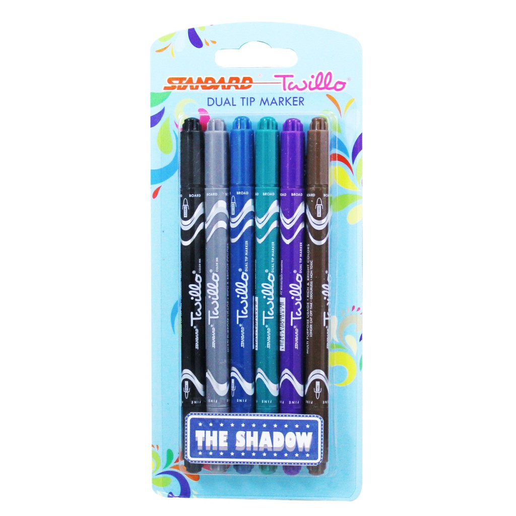 

Standard Twillo Blister Dualtip Marker Set 6 Mix color ( Spidol Dualtip )