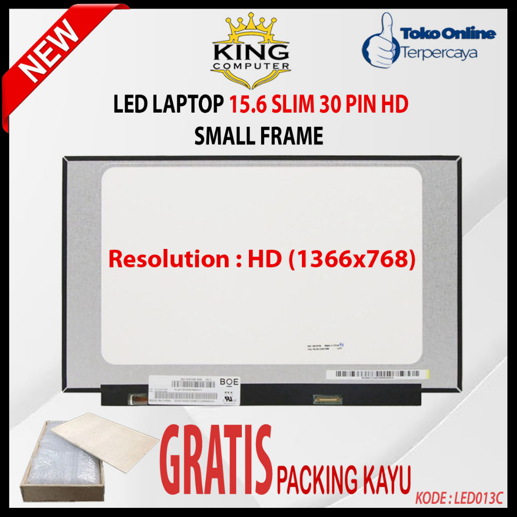 LCD LED LAPTOP 15.6 INCH SLIM 30PIN HD 1366X768 SMALL FRAME CONECTOR 30 PIN SMALL FRAME NON KUPING