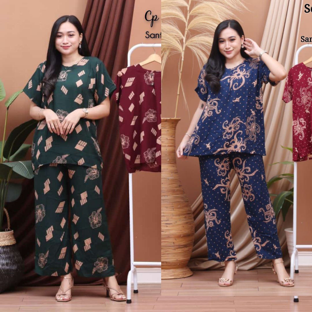 One set piyama mavie salur setelan daster celana panjang kulot pajamas trandy