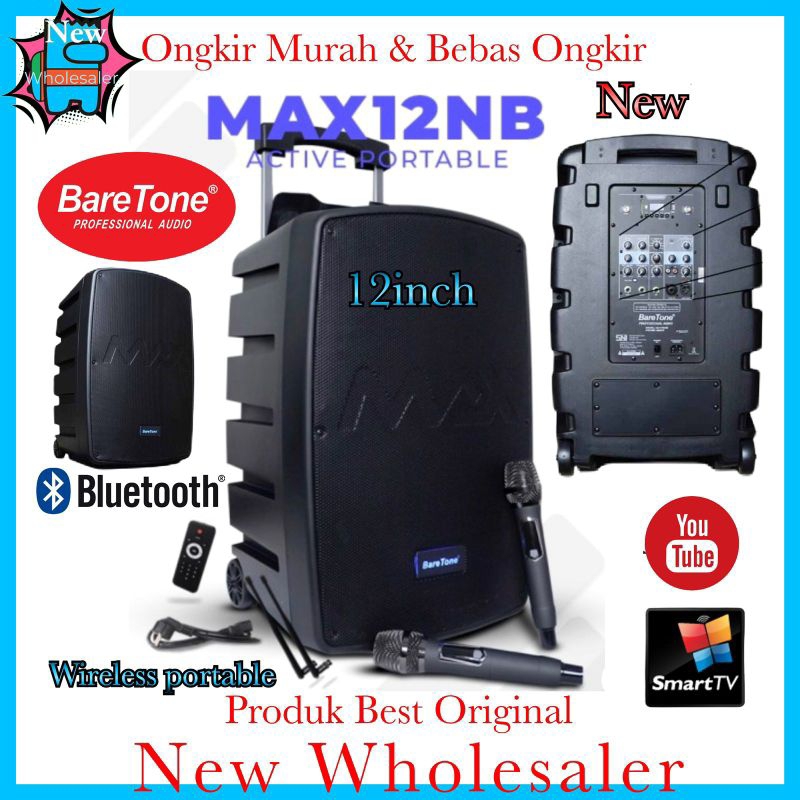 Speaker Aktif Baretone 12 inch Max12NB fitur baru Wireless portable sound