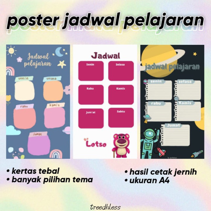 

(WIPE & CLEAN) Mini Poster Jadwal Pelajaran Sekolah Ukuran A4 - Lembar Belajar