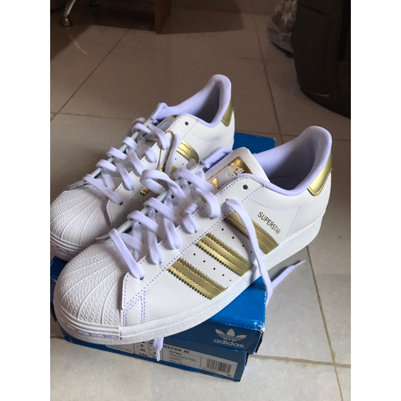 Adidas Superstar Original White Gold New Putih Gold