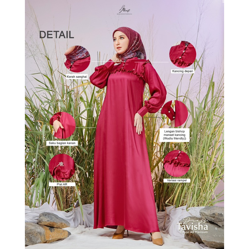 TAVISHA DRESS BY HIJAB ARRAFI DRESS POLOS GAMIS POLOS BRANDED PREMIUM MEWAH